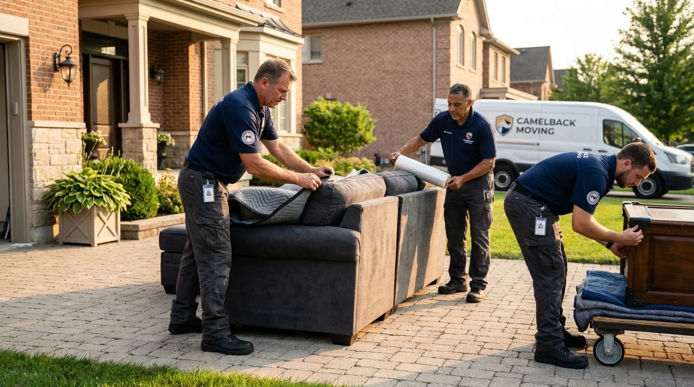Large estate moving crew wrapping furniture in Big Bear City, CA